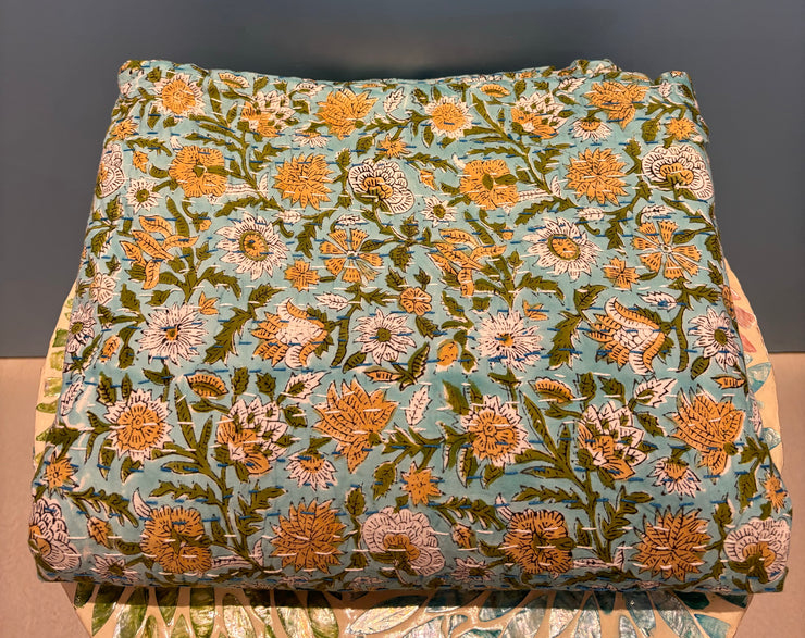 Kantha (Quilt) - King Size - Floral - Teal