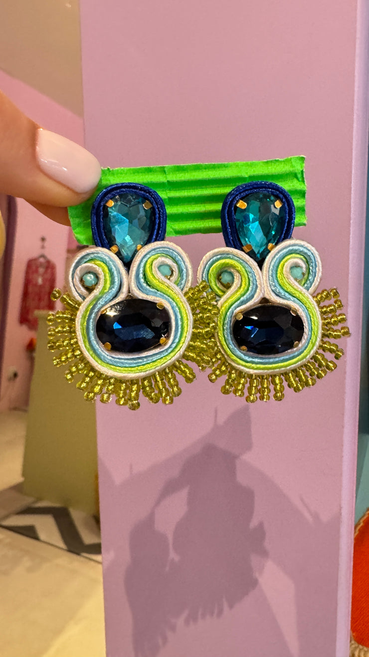 South American Earrings - Coco - Blue and Green