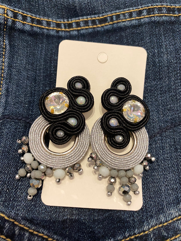 South American Earrings - Venus - Black & Silver