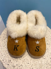 Natural Full Sheepskin Slippers: Stars & Initials - Elizabeth Summer