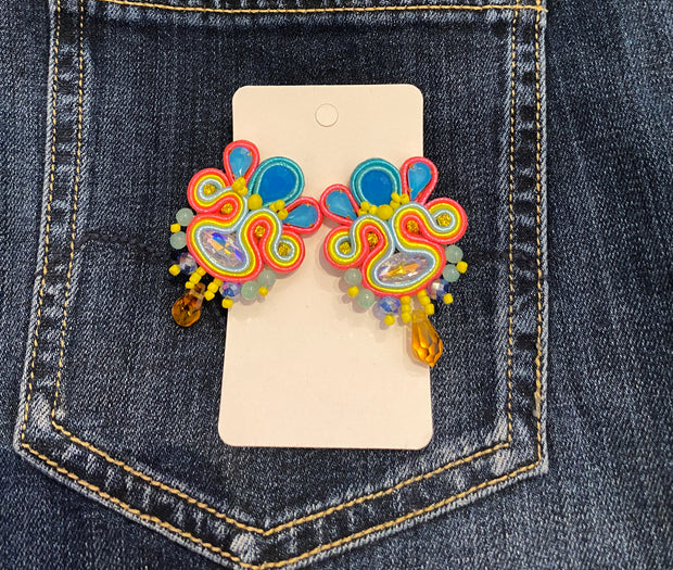 South American Earrings - São Paulo - Pink/Yellow/Blue