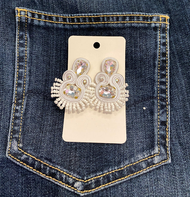 South American Earrings - Coco - White