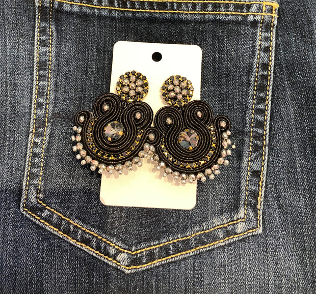 South American Earrings - Bali - Black & Silver - Elizabeth Summer