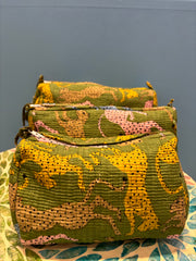 Make up bag -  Green Leopard