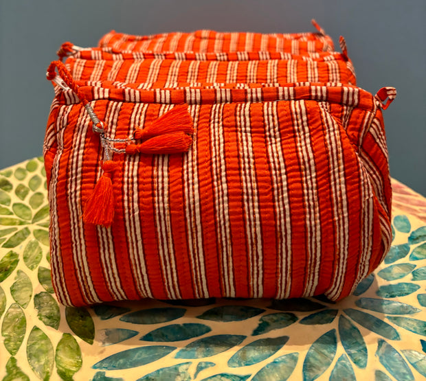 Make up bag -  Stripe - Orange