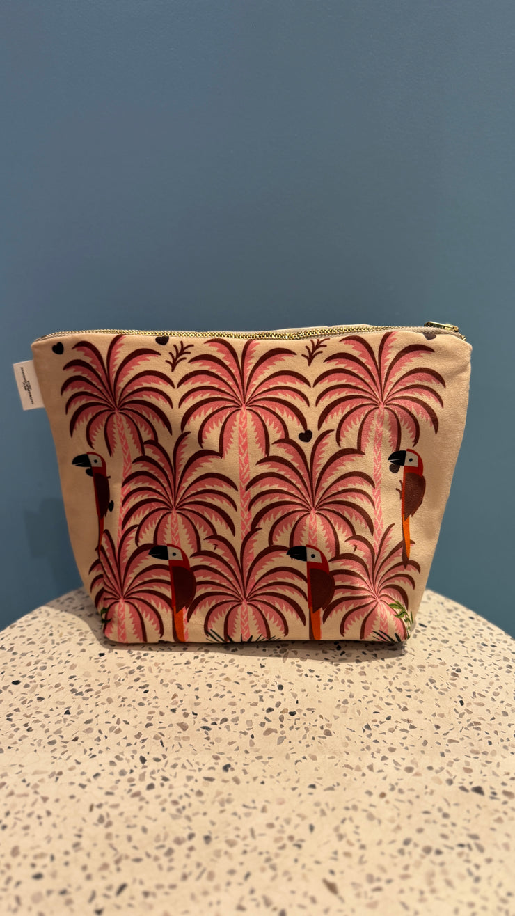 Parrot Palms - Velvet Makeup Bag
