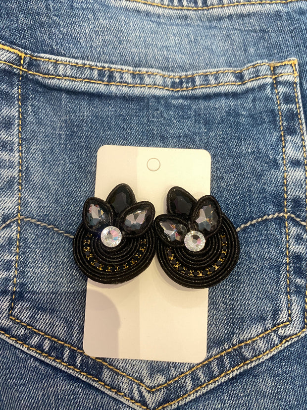 South American Earrings - Flower - Black