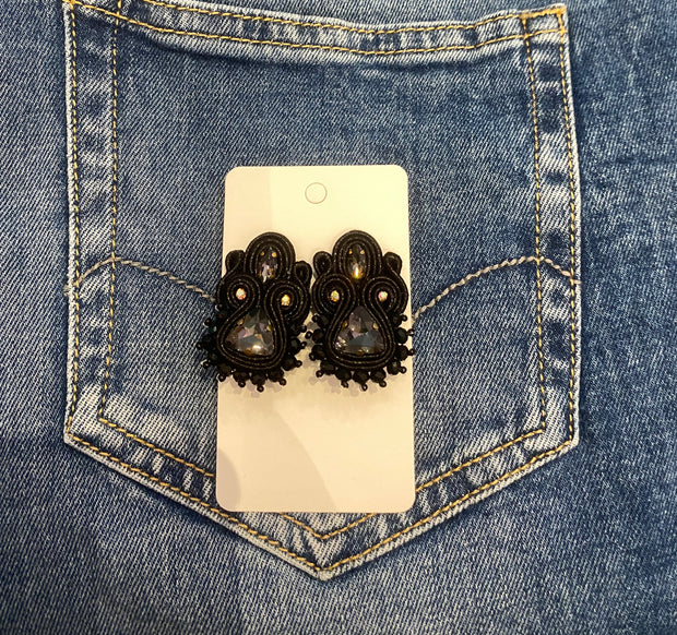 South American Earrings - Small Triangle - Black