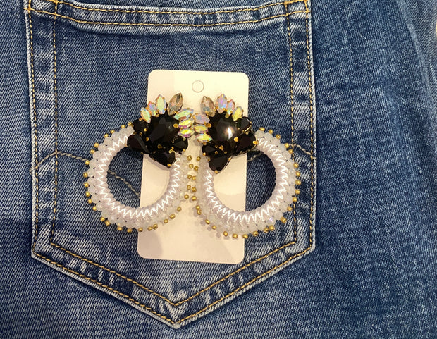 South American Earrings - Hoop - Black & White
