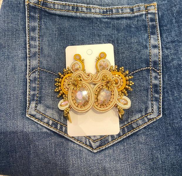 South American Earrings - Dangle - Bronze & Gold
