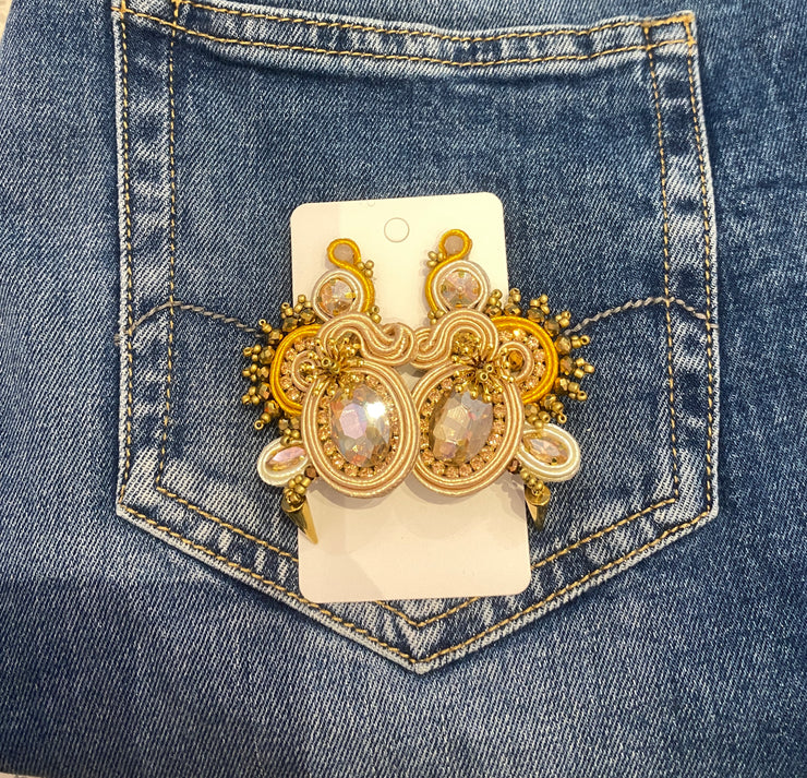 South American Earrings - Dangle - Bronze & Gold