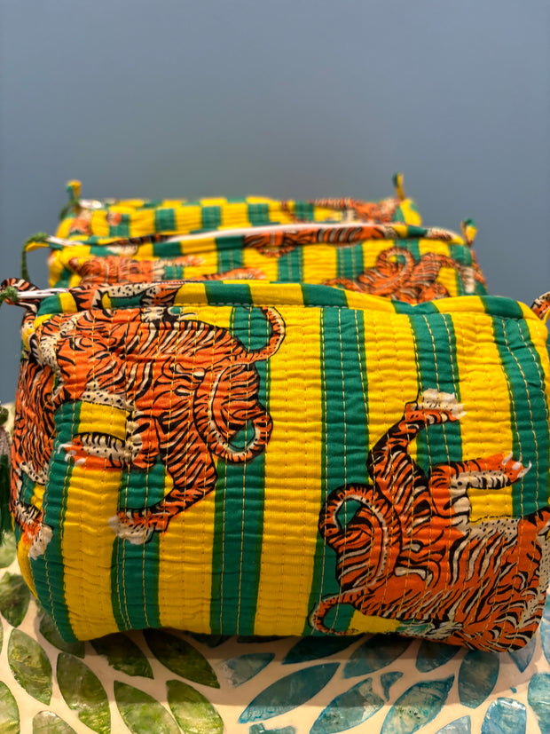 Make up bag - Tiger - Green & Yellow