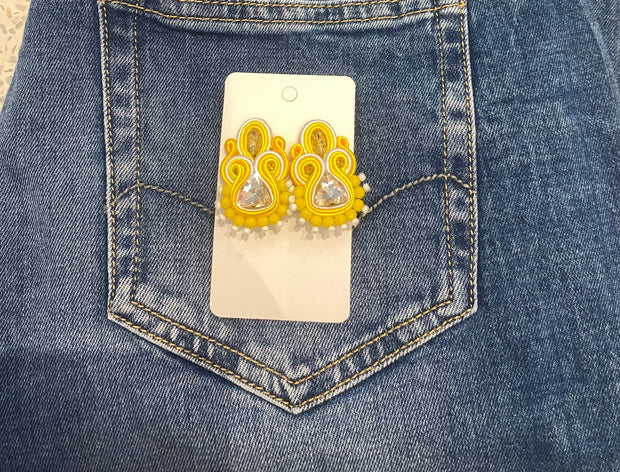 South American Earrings - Small Triangle - Yellow