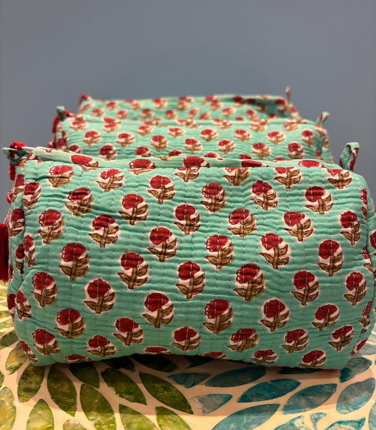 Make up bag - Flower - Turquoise