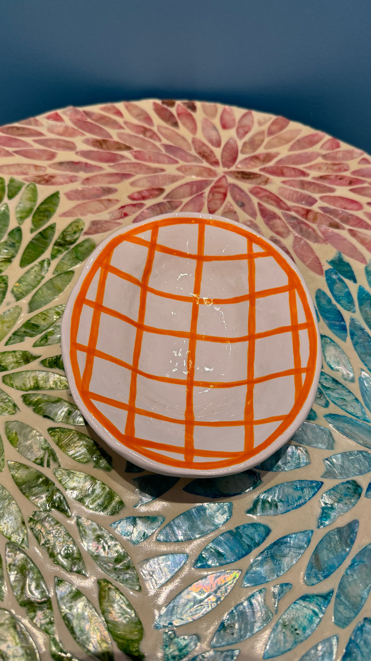 Ceramics - Small Dish - Orange and White