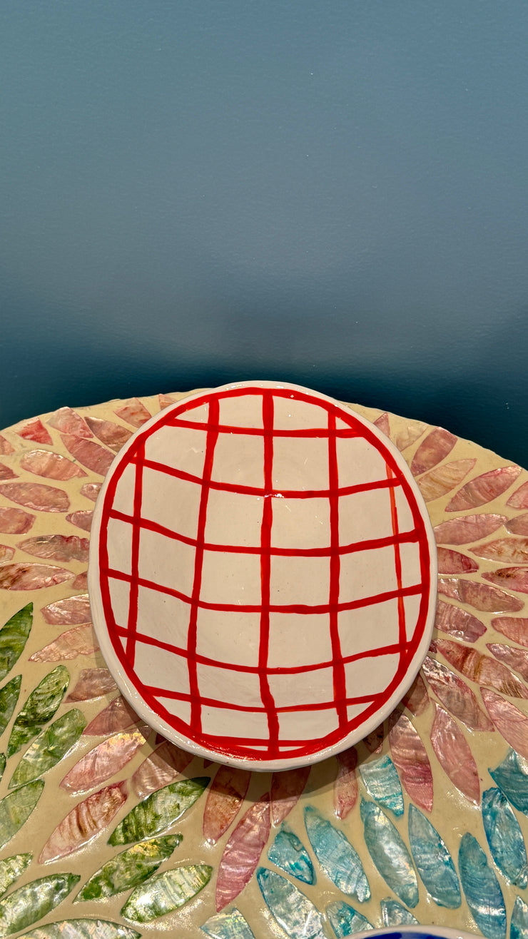 Ceramics - Small Dish - Red and White