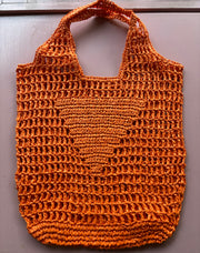 Monogram Straw Tote - Orange