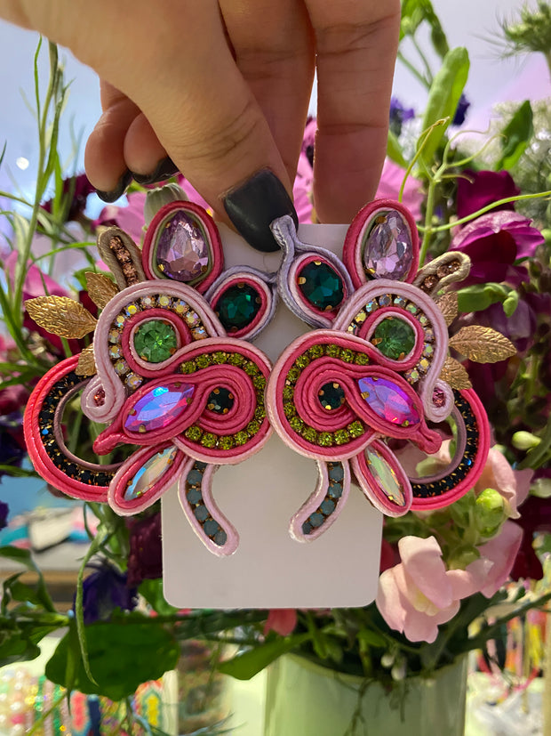 South American Earrings - Swan - Pink