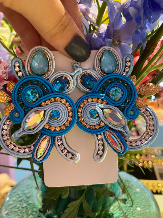South American Earrings - Swan - Blue