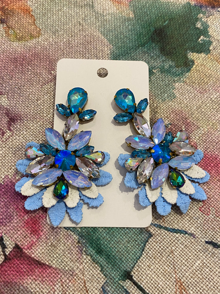 South American Earrings - Flower Lace - Blues
