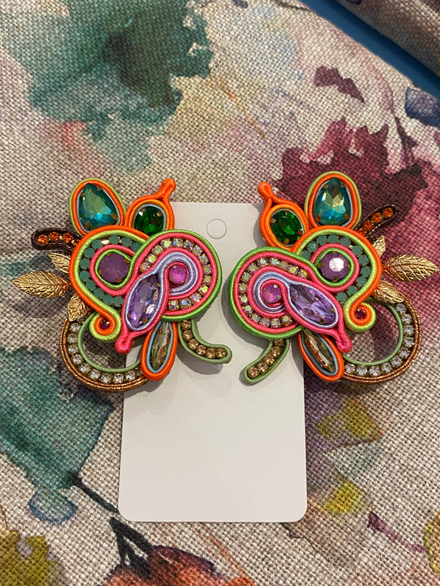 South American Earrings - Swan - Multi Neon