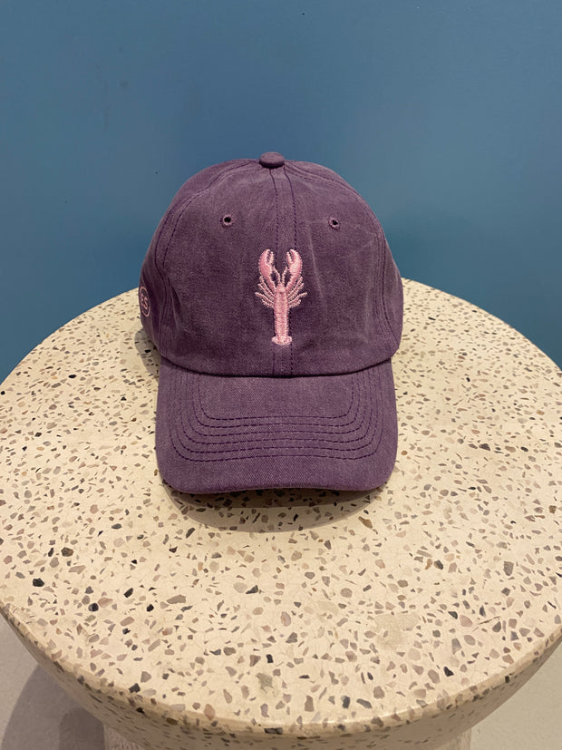 Hat - Peak  - Purple With Pink Lobster