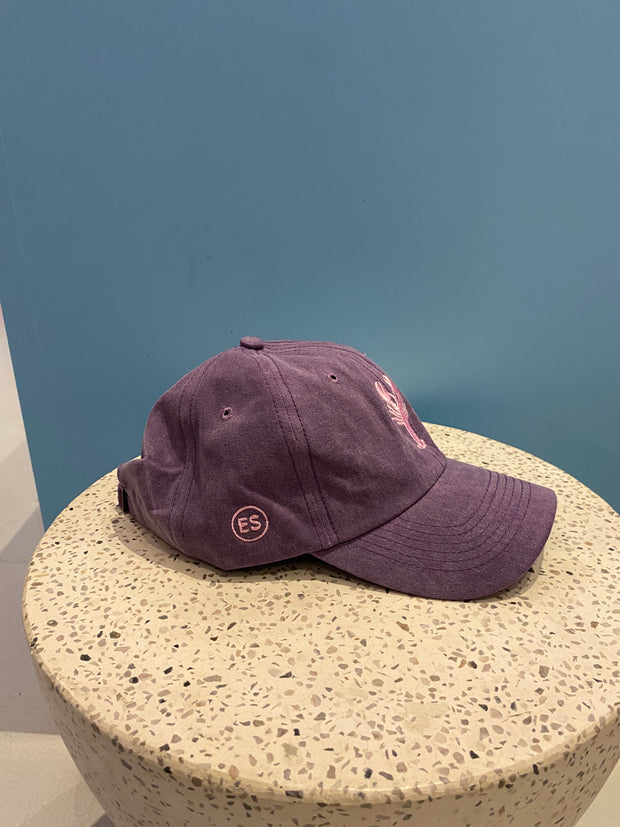 Hat - Peak  - Purple With Pink Lobster