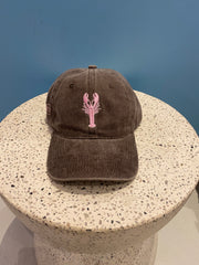 Hat - Peak - Brown With Pink Lobster
