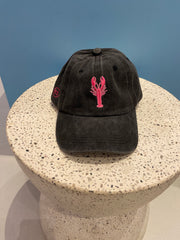 Hat - Peak  - Black with Pink Lobster