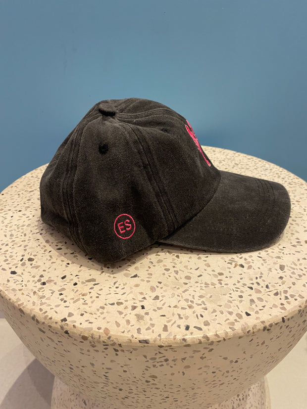 Hat - Peak  - Black with Pink Lobster