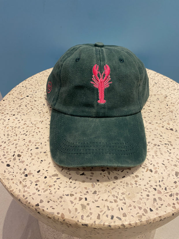 Hat - Peak  - Green With Lobster