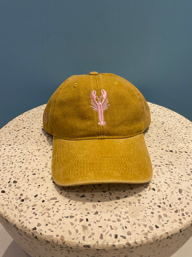 Hat - Peak - Mustard With Pink Lobster