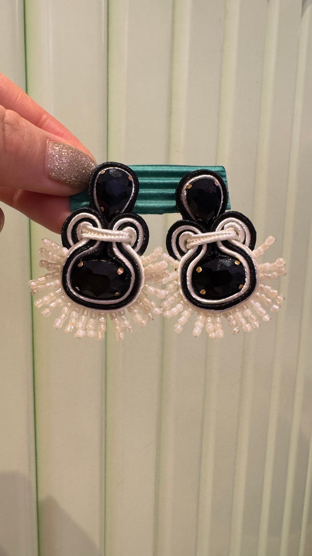 South American Earrings - Coco - Black and White