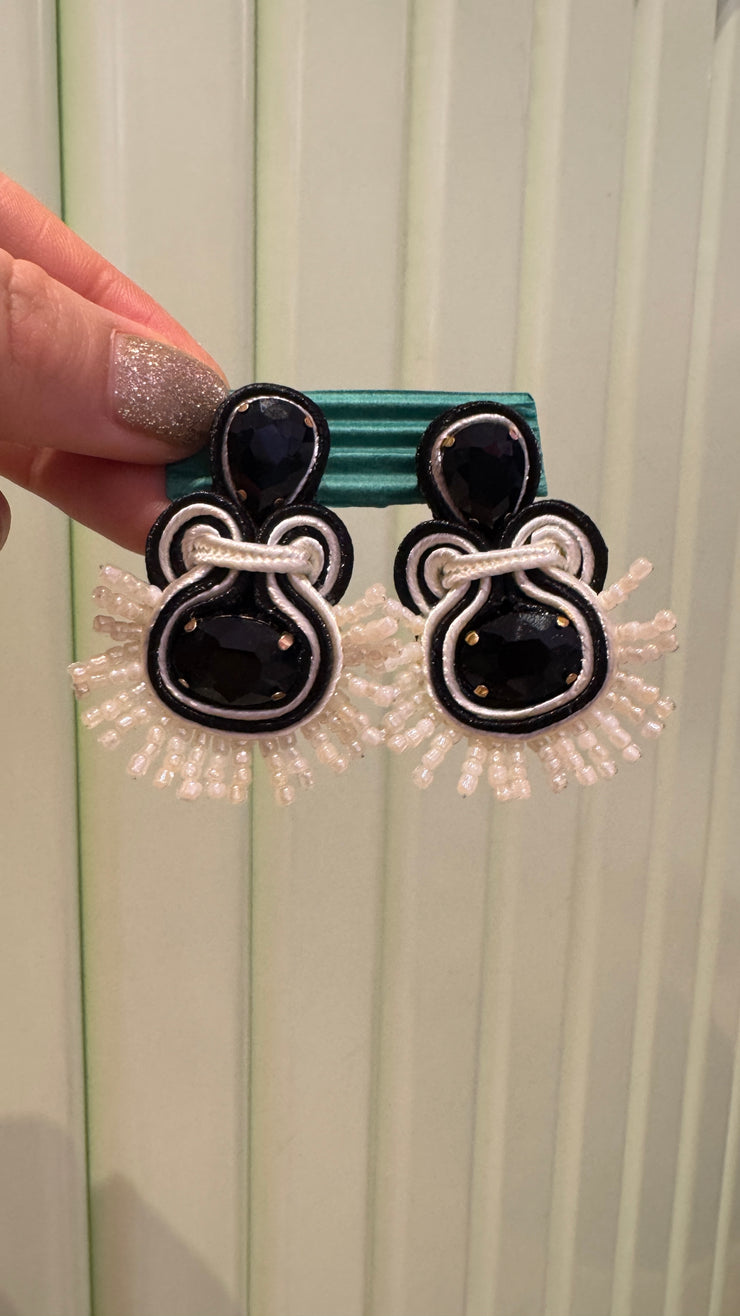 South American Earrings - Coco - Black and White