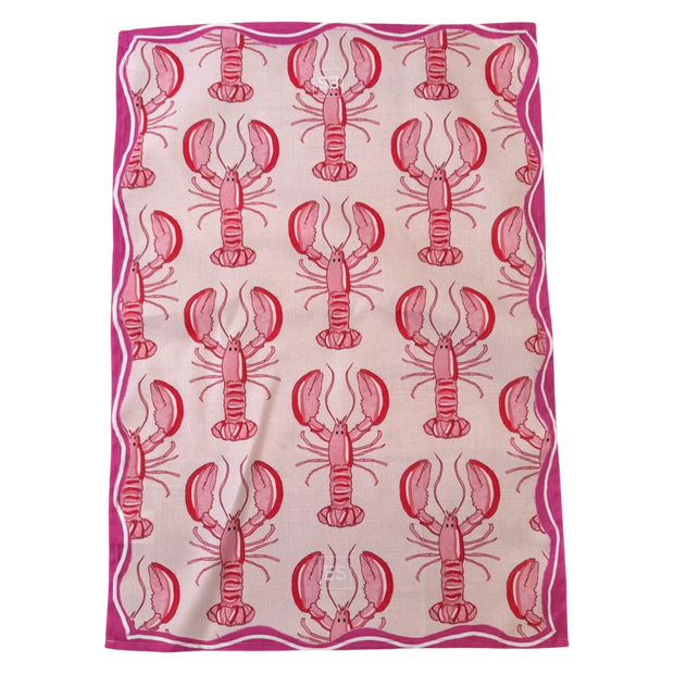 Tea Towel - Multi Pink Lobster - Elizabeth Summer