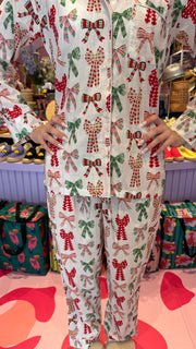 Pyjamas  - Indian Cotton Long Set - White Christmas