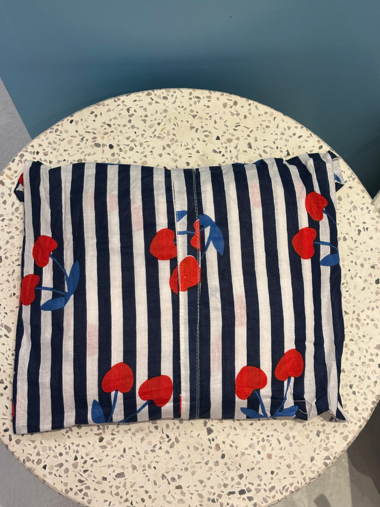 Pyjamas - Indian Cotton Long Set - Cherry - Navy