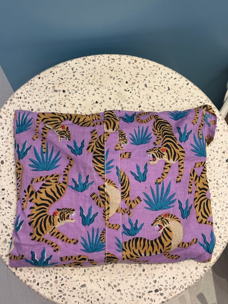 Pyjamas - Indian Cotton Long Set - Jungle - Purple