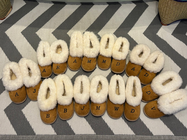Natural Full Sheepskin Slippers: Personalised Initials