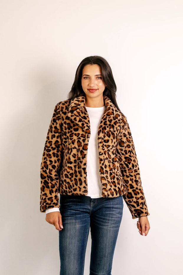 Faux Fur Coat - Short - Leopard - Elizabeth Summer