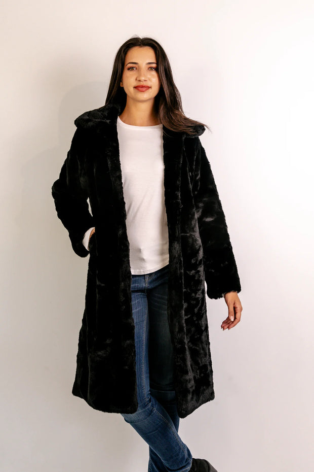 Faux Fur Coat - Long - Black - Elizabeth Summer