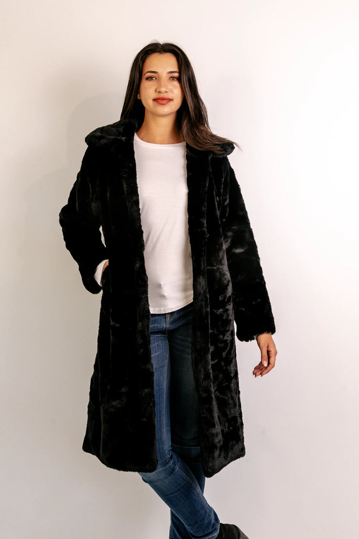 Faux Fur Coat - Long - Black - Elizabeth Summer