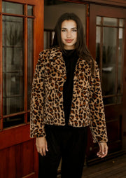 Faux Fur Coat - Short - Leopard - Elizabeth Summer