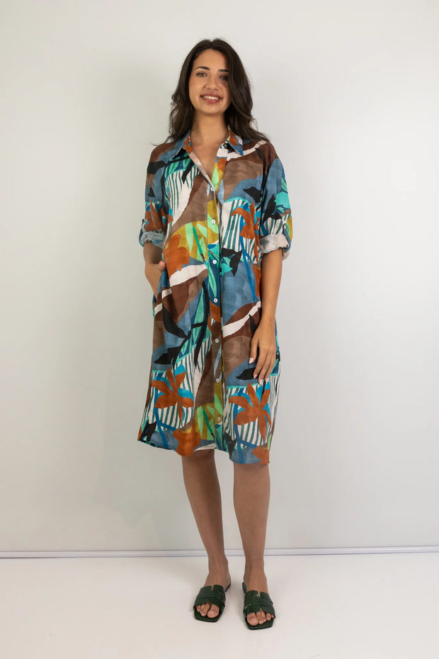 Slick - Meryl Shirt Dress with Tab Sleeves - Burnt Horizons