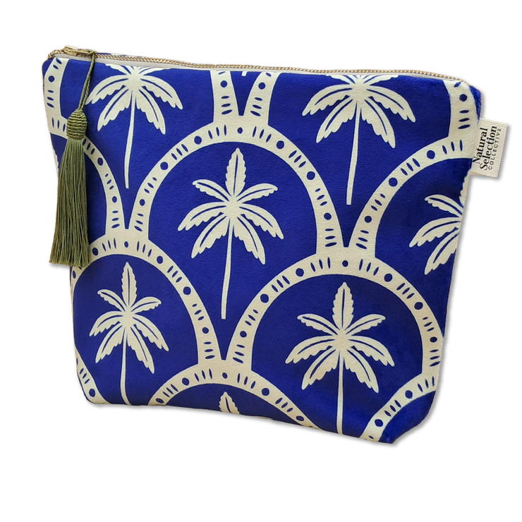 Medina Palm - Velvet Makeup Bag - Elizabeth Summer