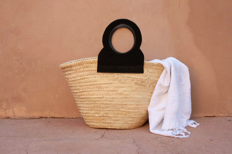 Cabas Leather Basket - Black