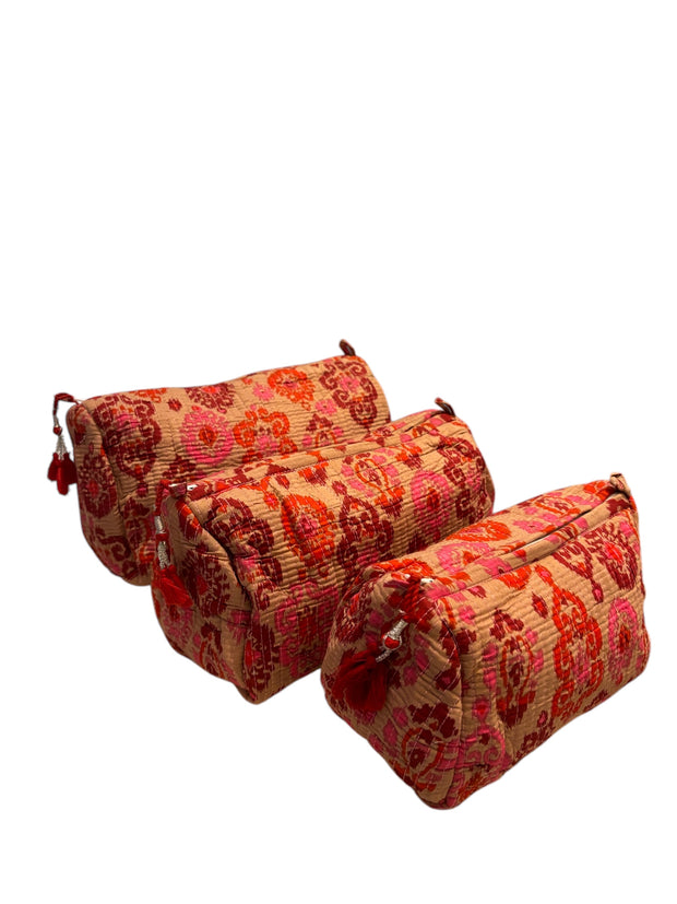 Make up bag - Floral - Taupe (Red& Pink) - Elizabeth Summer