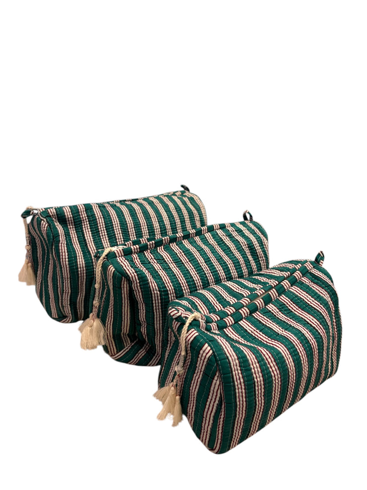 Make-up bag -Stripes - Dark Green - Elizabeth Summer