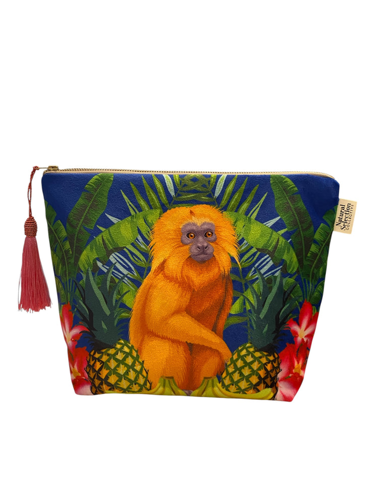 Tropical Monkey - Velvet Makeup Bag