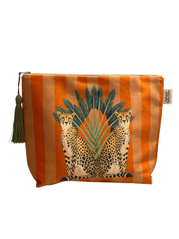 Orange Cheetahs - Velvet Makeup Bag - Elizabeth Summer